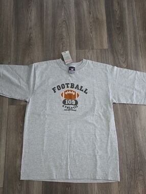 Gray Football Graphic Tee - Athletic Short Sleeve Shirt